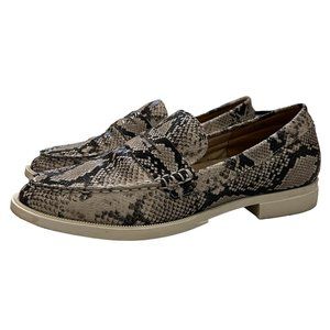 Vaneli Jude Python Snake Print Leather Loafers Neutral Comfort Flats Size 7.5
